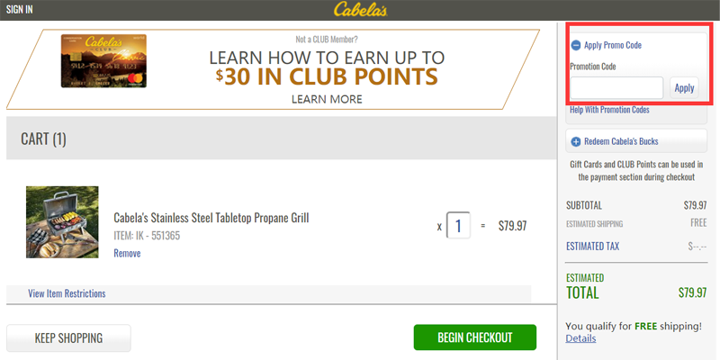 Cabela's Promotion Code