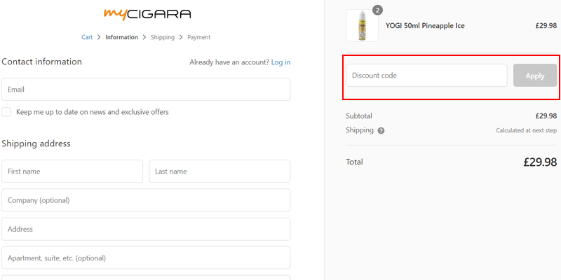 mycigara discount codes