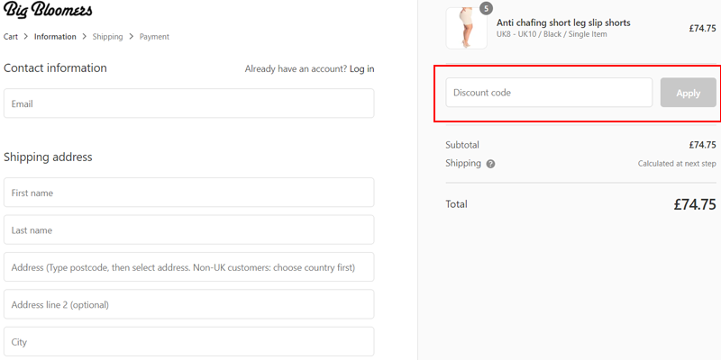 the big bloomers company discount code