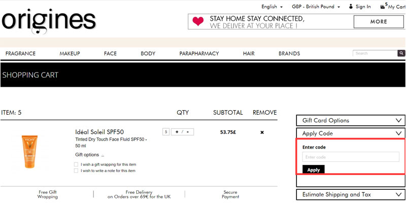 origines parfums code