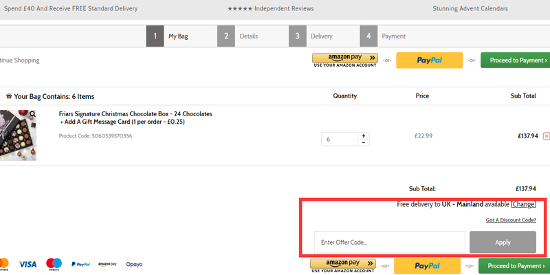 free delivery code uk