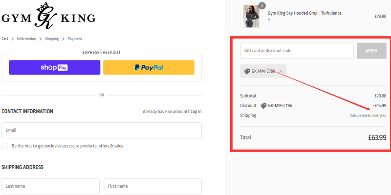 gym king discount code first order