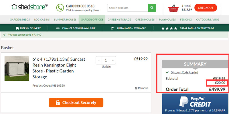 shedstore discount code uk